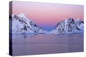 Norway, Lofoten, Moskenesoya, Kirkefjord, Pure Mountains-Bernd Rommelt-Stretched Canvas