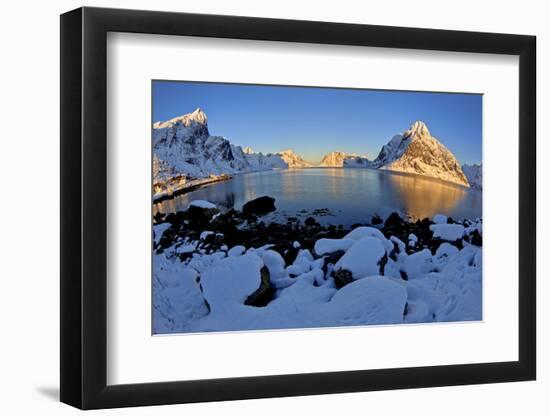 Norway, Lofoten, Moskenesoya, Kirkefjord, Pure Mountains-Bernd Rommelt-Framed Photographic Print