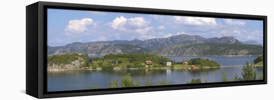 Norway, Lysefjord, Coast, Lake, Island-Chris Seba-Framed Stretched Canvas