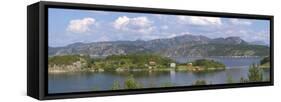 Norway, Lysefjord, Coast, Lake, Island-Chris Seba-Framed Stretched Canvas