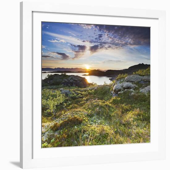 Norway, Nordland, Lofoten, Falkfjorden, the Sun-Rainer Mirau-Framed Photographic Print