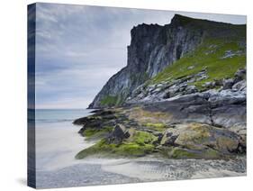 Norway, Nordland, Lofoten, Moskenesoya, Kvalvika-Rainer Mirau-Stretched Canvas