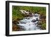 Norway, Nordland, Tysfjord. Woman sitting along Storelva, river that flows from Stetind mountain-Fredrik Norrsell-Framed Photographic Print