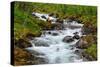 Norway, Nordland, Tysfjord. Woman sitting along Storelva, river that flows from Stetind mountain-Fredrik Norrsell-Stretched Canvas