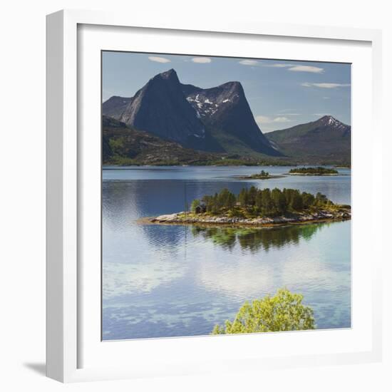 Norway, Northern Country, Lofoten, Ballangen, Efjorden, Kjerringvikstraumen, Stortinden-Rainer Mirau-Framed Photographic Print