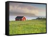 Norway, Northern Country, Lofoten, Gimsoya, Meadow, Hut-Rainer Mirau-Framed Stretched Canvas