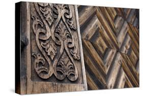 Norway, Oslo. Historic Hand Carved Wooden Loft-Cindy Miller Hopkins-Stretched Canvas