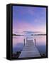 Norway, Oslo, Oslo Fjord, Jetty over Lake at Dusk-Shaun Egan-Framed Stretched Canvas