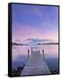 Norway, Oslo, Oslo Fjord, Jetty over Lake at Dusk-Shaun Egan-Framed Stretched Canvas