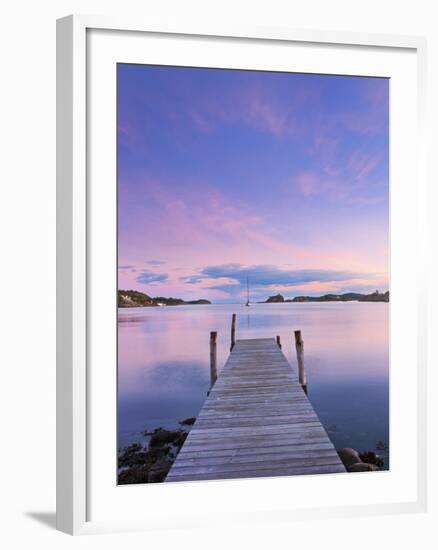 Norway, Oslo, Oslo Fjord, Jetty over Lake at Dusk-Shaun Egan-Framed Photographic Print