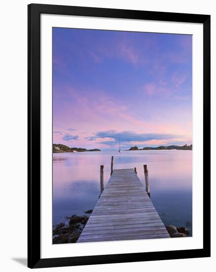 Norway, Oslo, Oslo Fjord, Jetty over Lake at Dusk-Shaun Egan-Framed Photographic Print