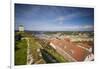 Norway, Ostfold County, Halden, town view from Fredriksten Fortress-Walter Bibikow-Framed Photographic Print