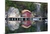 Norway, Stavanger. Boathouse, Dock, and Reflection on Lysefjord-Kymri Wilt-Mounted Premium Photographic Print