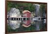 Norway, Stavanger. Boathouse, Dock, and Reflection on Lysefjord-Kymri Wilt-Framed Photographic Print