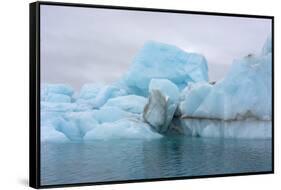 Norway. Svalbard. Brasvelbreen. Turquoise Ice Bergs in the Calm Water-Inger Hogstrom-Framed Stretched Canvas