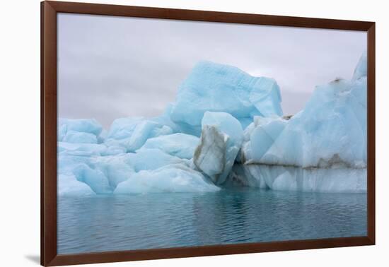 Norway. Svalbard. Brasvelbreen. Turquoise Ice Bergs in the Calm Water-Inger Hogstrom-Framed Photographic Print