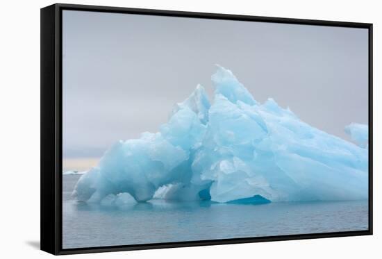 Norway. Svalbard. Brasvelbreen. Turquoise Ice Bergs in the Calm Water-Inger Hogstrom-Framed Stretched Canvas