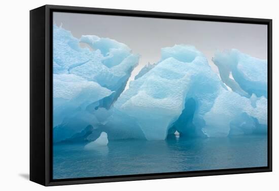 Norway. Svalbard. Brasvelbreen. Turquoise Ice Bergs in the Calm Water-Inger Hogstrom-Framed Stretched Canvas