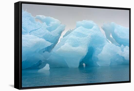 Norway. Svalbard. Brasvelbreen. Turquoise Ice Bergs in the Calm Water-Inger Hogstrom-Framed Stretched Canvas