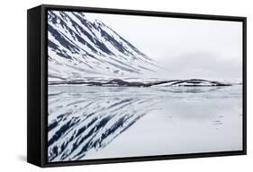 Norway, Svalbard, Monacobreen Glacier, Reflections of Mountains and Glacier-Ellen Goff-Framed Stretched Canvas
