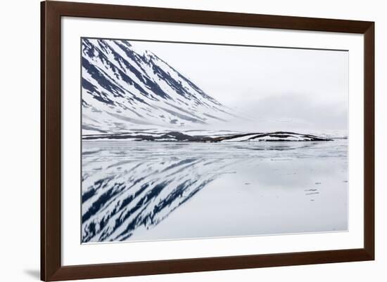 Norway, Svalbard, Monacobreen Glacier, Reflections of Mountains and Glacier-Ellen Goff-Framed Photographic Print