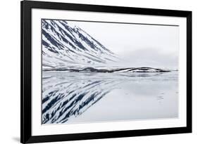 Norway, Svalbard, Monacobreen Glacier, Reflections of Mountains and Glacier-Ellen Goff-Framed Photographic Print