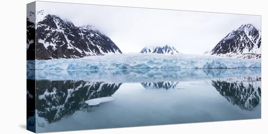 Norway, Svalbard, Monacobreen Glacier, Reflections of Mountains and Glacier-Ellen Goff-Stretched Canvas