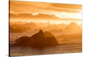 Norway, Svalbard, Nordaustlandet. Silhouette of Icebergs Backlit at Sunset-Jaynes Gallery-Stretched Canvas