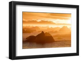 Norway, Svalbard, Nordaustlandet. Silhouette of Icebergs Backlit at Sunset-Jaynes Gallery-Framed Photographic Print