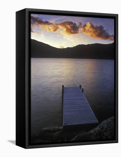 Norway, Telemark, Fyresvatn Lake, Landing Stage, Dusk-Andreas Keil-Framed Stretched Canvas