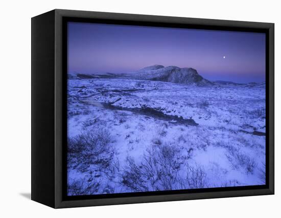 Norway, Telemark, Moonrise over the Heddersfjell in Winter-Andreas Keil-Framed Stretched Canvas