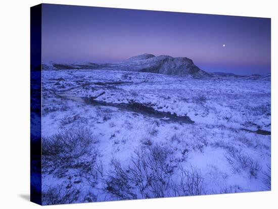 Norway, Telemark, Moonrise over the Heddersfjell in Winter-Andreas Keil-Stretched Canvas