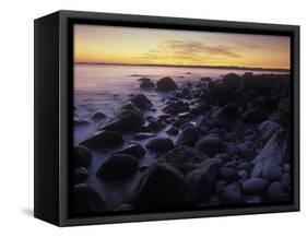 Norway, Telemark, the North Sea, Skagerag, Mšlen, Beach with Glacial Pebbles after Sunset-Andreas Keil-Framed Stretched Canvas