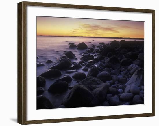 Norway, Telemark, the North Sea, Skagerag, Mšlen, Beach with Glacial Pebbles after Sunset-Andreas Keil-Framed Photographic Print