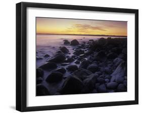 Norway, Telemark, the North Sea, Skagerag, Mšlen, Beach with Glacial Pebbles after Sunset-Andreas Keil-Framed Photographic Print