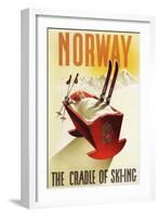 Norway - The Cradle of Skiing-Lantern Press-Framed Art Print