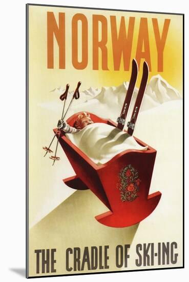 Norway - The Cradle of Skiing-Lantern Press-Mounted Art Print