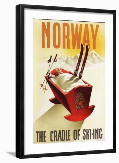 Norway - The Cradle of Skiing-Lantern Press-Framed Art Print