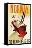 Norway - The Cradle of Skiing-Lantern Press-Framed Stretched Canvas