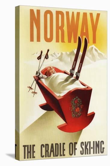 Norway - The Cradle of Skiing-Lantern Press-Stretched Canvas