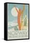 Norway, the Home of Skiing Poster-Trygve Davidsen-Framed Stretched Canvas