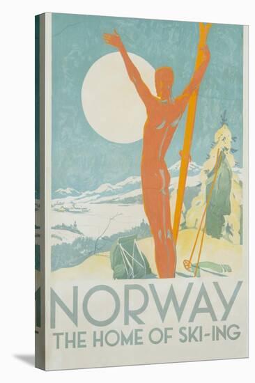 Norway, the Home of Skiing Poster-Trygve Davidsen-Stretched Canvas