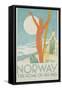 Norway, the Home of Skiing Poster-Trygve Davidsen-Framed Stretched Canvas