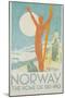 Norway, the Home of Skiing Poster-Trygve Davidsen-Mounted Premium Giclee Print