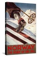 Norway - The Home of Skiing-Lantern Press-Stretched Canvas