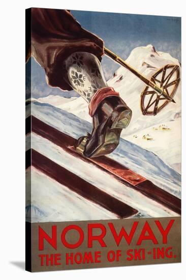 Norway - The Home of Skiing-Lantern Press-Stretched Canvas