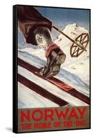 Norway - The Home of Skiing-Lantern Press-Framed Stretched Canvas