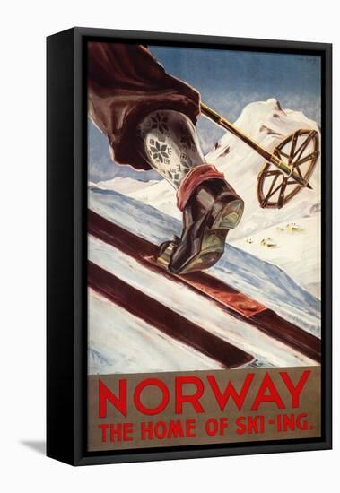 Norway - The Home of Skiing-Lantern Press-Framed Stretched Canvas