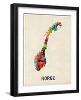 Norway Watercolor Map-Michael Tompsett-Framed Art Print