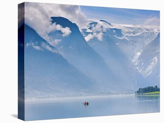 Norway, Western Fjords, Nordfjord, People in Rowing Boat-Shaun Egan-Stretched Canvas